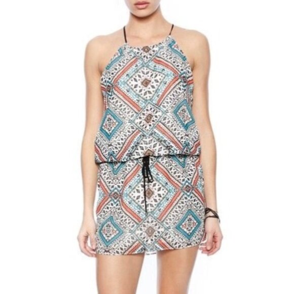 Saylor Bailey Mini Dress Size Small Aztec Print Tie Waist Mini Sleeveless Boho - Picture 1 of 10